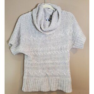 Relativity Gray Cable Knit Short Sleeve Acrylic Wool Turtleneck Sweater Sz M